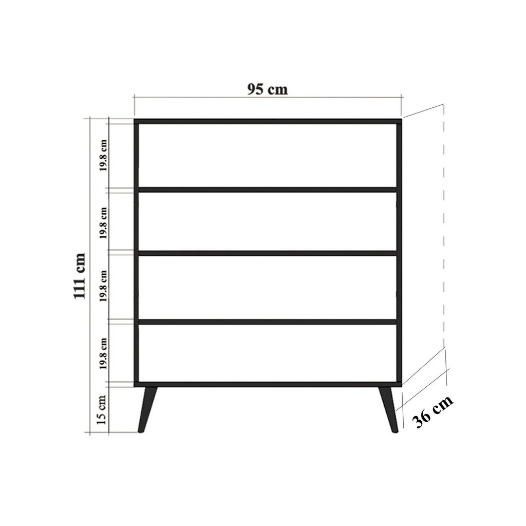 Senkki Kalune Design 863 (I), 111 cm, tammi/vaaleanruskea hinta ja tiedot | Olohuoneen kaapit ja lipastot | hobbyhall.fi