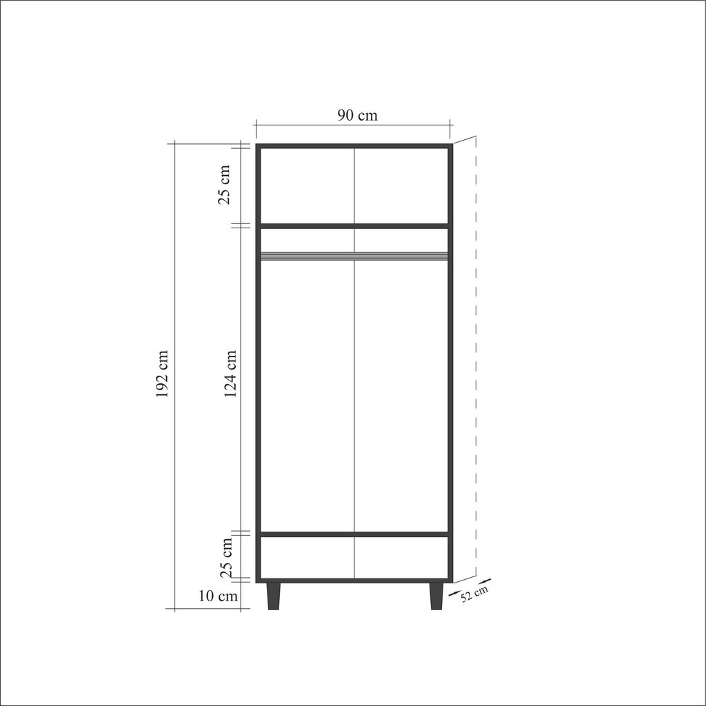 Vaatekaappi Kalune Design Wardrobe 863 (I), 90 cm, tammi/tummanruskea hinta ja tiedot | Kaapit | hobbyhall.fi
