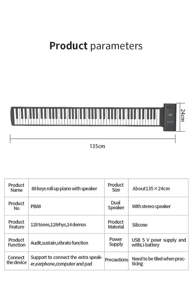 PB88 silikoni kannettava elektroninen piano hinta ja tiedot | Kehittävät lelut | hobbyhall.fi