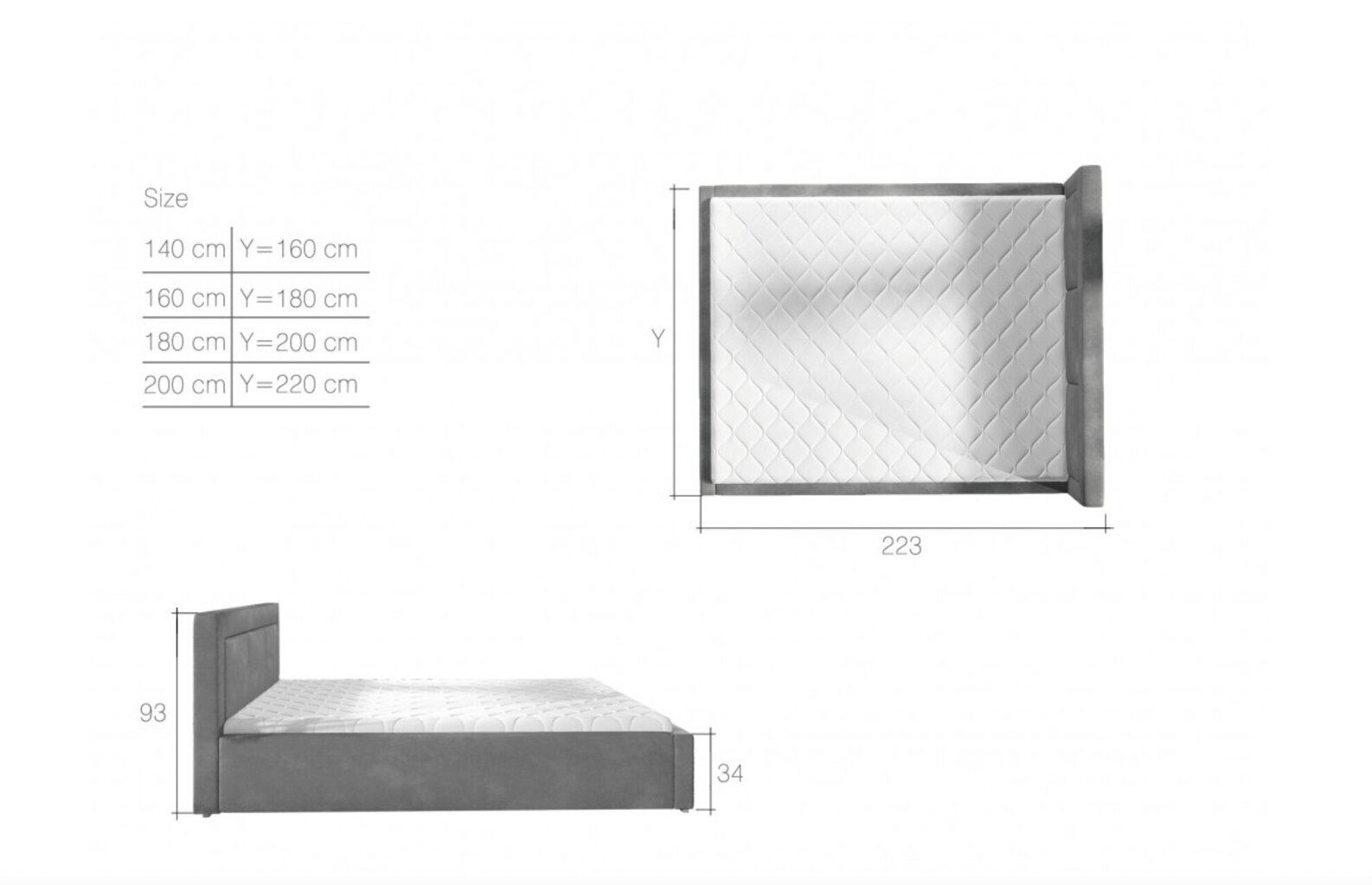 Sänky Belluno, 200x200 cm, musta hinta ja tiedot | Sängyt | hobbyhall.fi