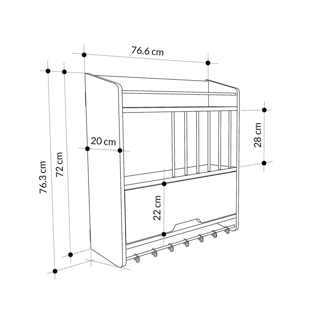 Keittiöhylly Asir, 76,6x76,3x20cm, valkoinen ja ruskea hinta ja tiedot | Keittiökalusteiden lisätarvikkeet | hobbyhall.fi