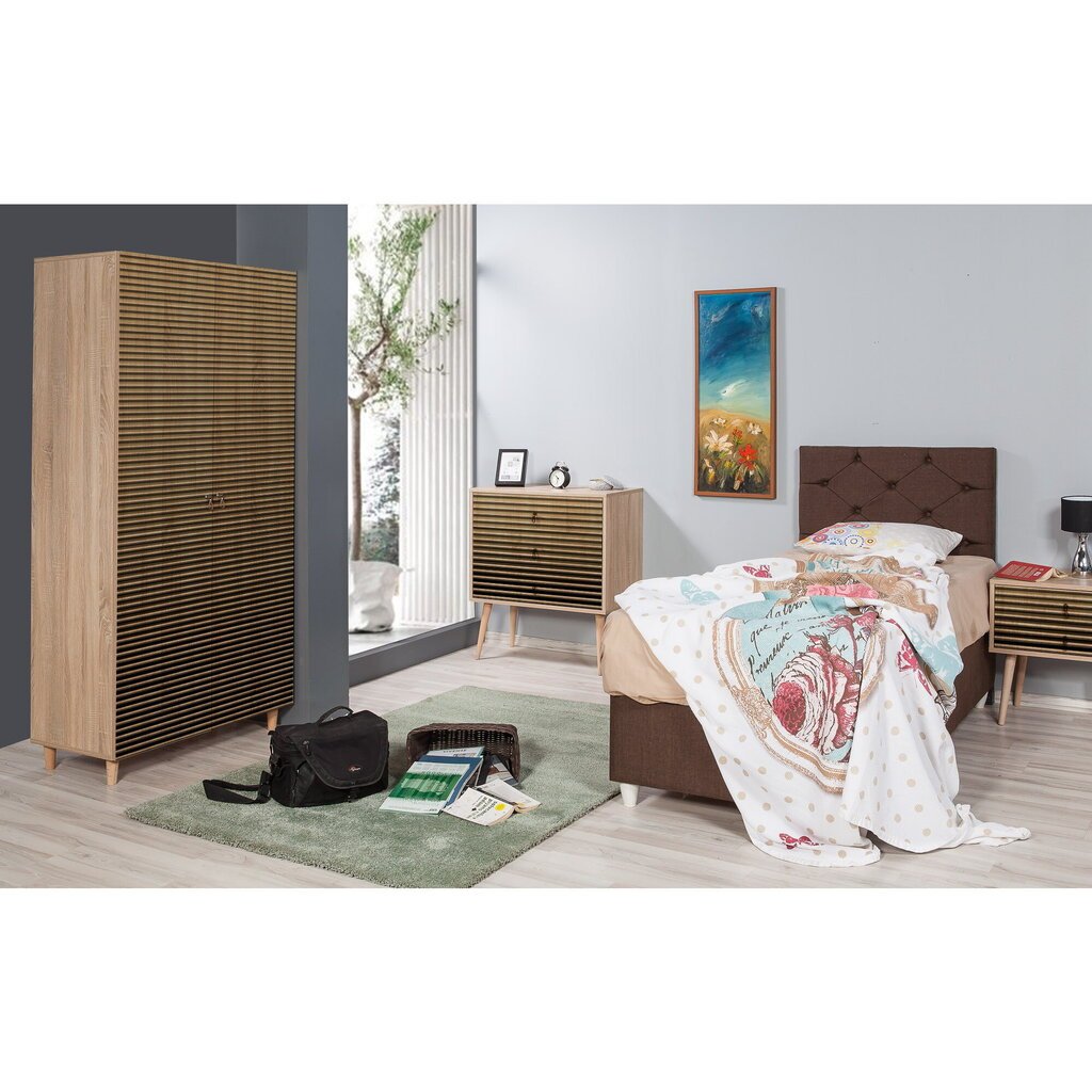 Vaatekaappi Kalune Design Wardrobe 869 (IV), 90 cm, tammi/keltainen hinta ja tiedot | Kaapit | hobbyhall.fi