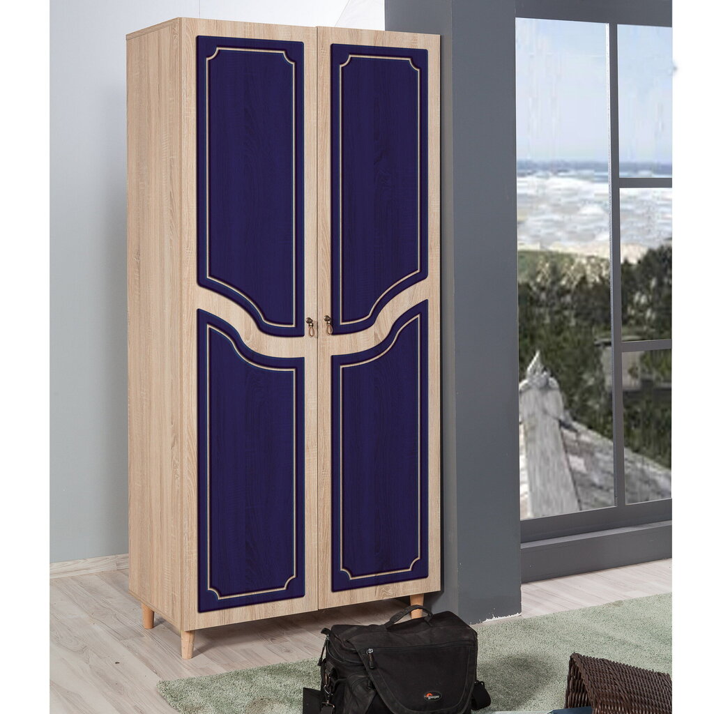 Vaatekaappi Kalune Design Wardrobe 869 (IV), 90 cm, tammi/tummansininen hinta ja tiedot | Kaapit | hobbyhall.fi