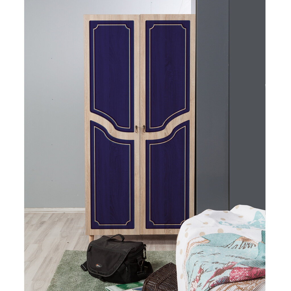 Vaatekaappi Kalune Design Wardrobe 869 (IV), 90 cm, tammi/tummansininen hinta ja tiedot | Kaapit | hobbyhall.fi