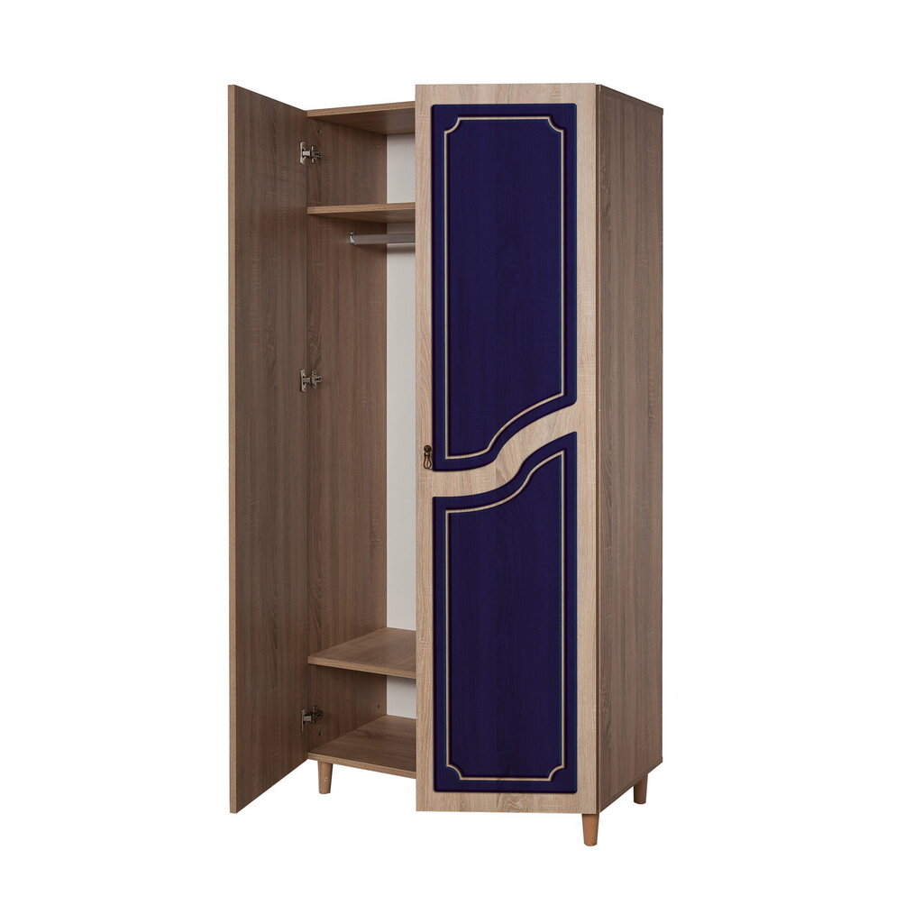 Vaatekaappi Kalune Design Wardrobe 869 (IV), 90 cm, tammi/tummansininen hinta ja tiedot | Kaapit | hobbyhall.fi