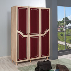 Vaatekaappi Kalune Design Wardrobe 863 (VI), 135 cm, tammi/punainen hinta ja tiedot | Kaapit | hobbyhall.fi