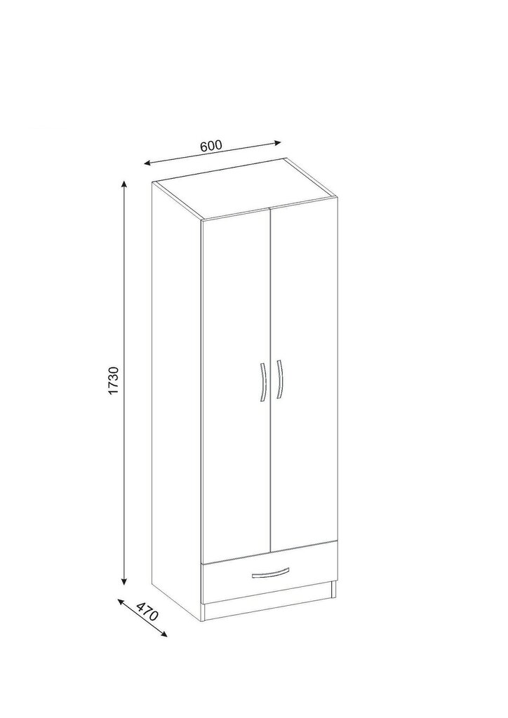 Vaatekaappi Kalune Design Wardrobe 731, 60 cm, valkoinen hinta ja tiedot | Kaapit | hobbyhall.fi
