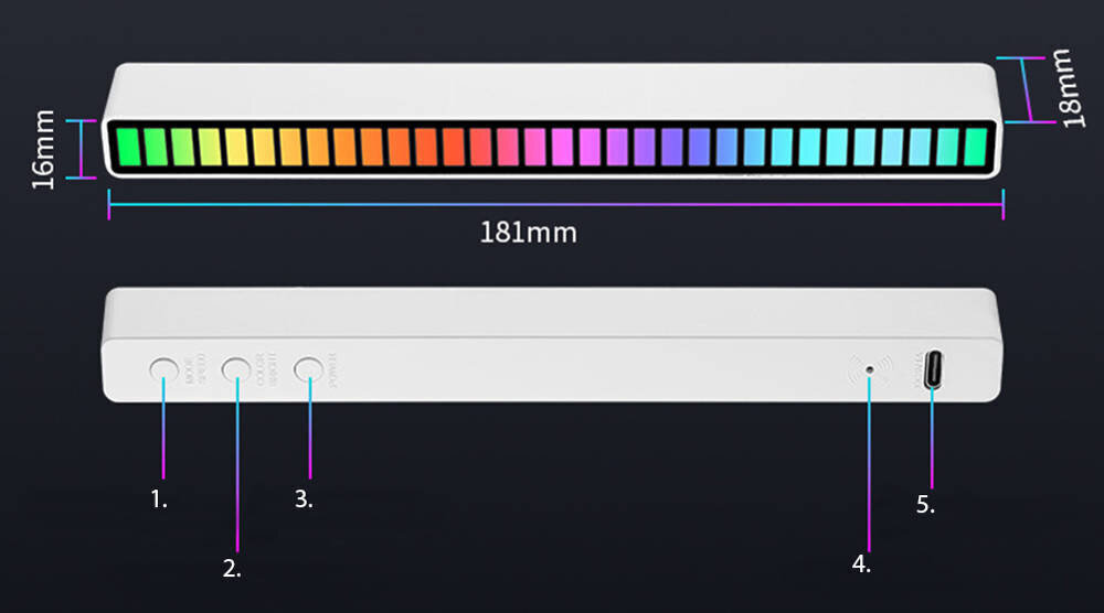 RGB USB LED -ääniherkkä monivärinen valo hinta ja tiedot | Pöytävalaisimet | hobbyhall.fi