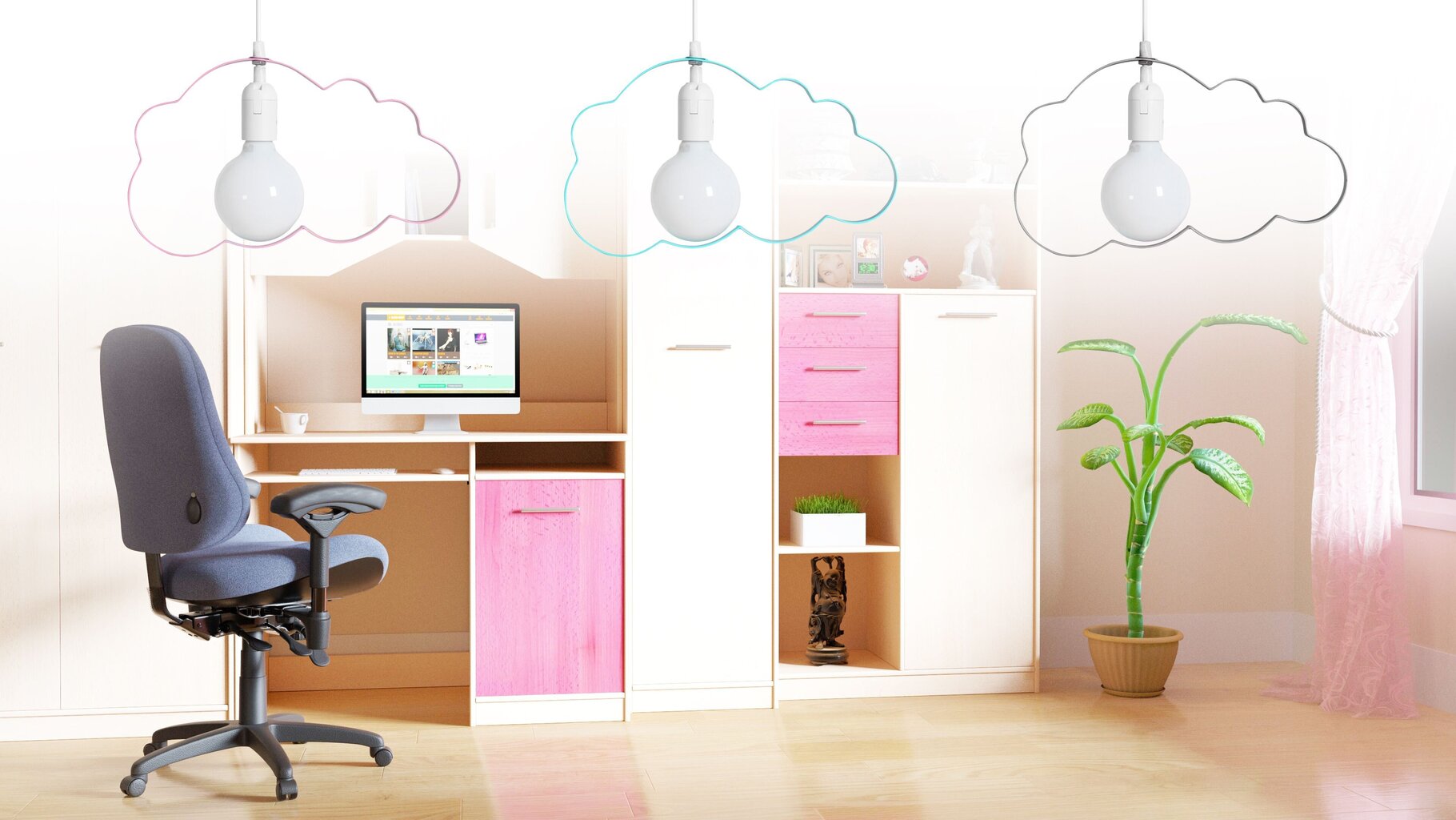 Lastenhuoneen riippuvalaisin Cloud, Pink hinta ja tiedot | Lastenhuoneen valaisimet | hobbyhall.fi