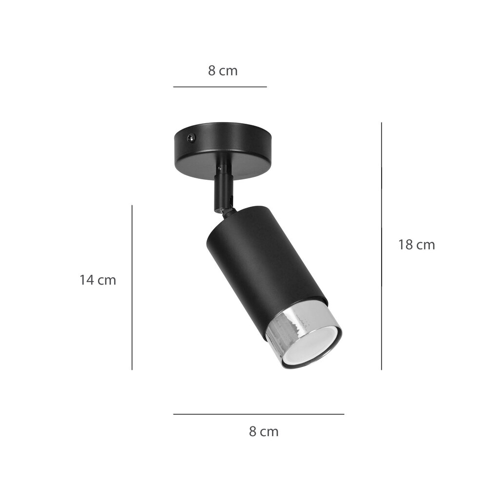 Kattovalaisin Emibig Hiro 1 Black-Chrome hinta ja tiedot | Kattovalaisimet | hobbyhall.fi