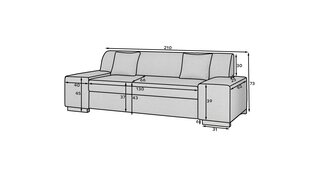 Sohva Porto 3, 210x90x98 cm, ruskea hinta ja tiedot | Sohvat ja vuodesohvat | hobbyhall.fi