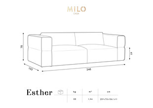 Sohva Milo Casa Esther, 248x103x78 cm, violetti hinta ja tiedot | Sohvat ja vuodesohvat | hobbyhall.fi