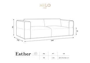 Sohva Milo Casa Esther, 248x103x78 cm, sininen hinta ja tiedot | Sohvat ja vuodesohvat | hobbyhall.fi