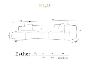 Sohva Milo Caso Esther, 305x174x78 cm, violetti hinta ja tiedot | Sohvat ja vuodesohvat | hobbyhall.fi