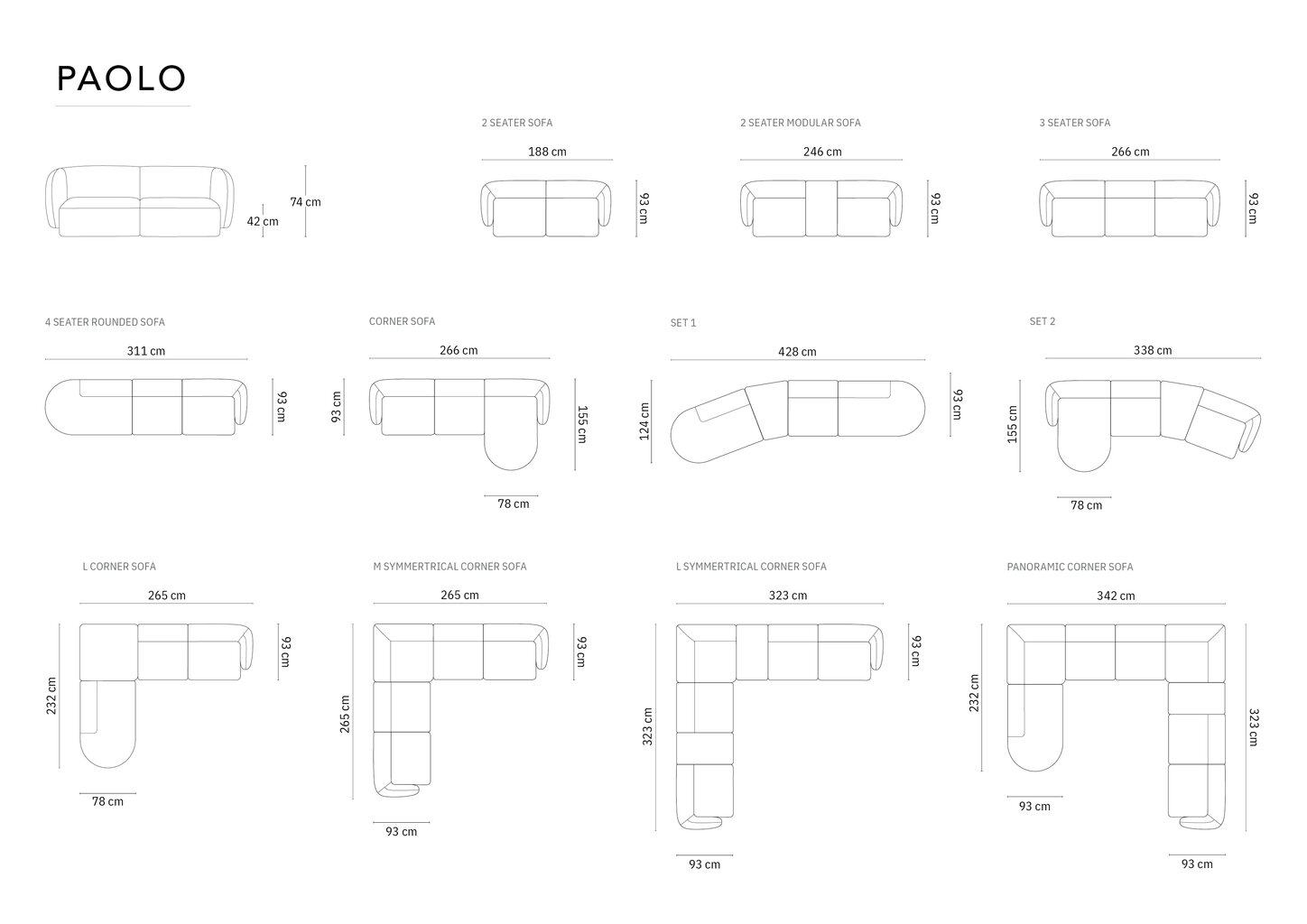 Sohva Milo Casa Paolo, 302x85x74 cm, valkoinen hinta ja tiedot | Sohvat ja vuodesohvat | hobbyhall.fi