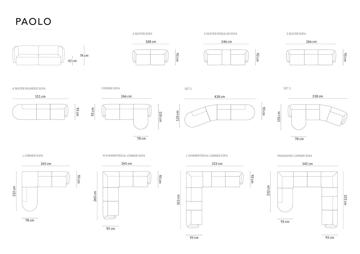 Sohva Milo Casa Paolo, 302x85x74 cm, harmaa hinta ja tiedot | Sohvat ja vuodesohvat | hobbyhall.fi