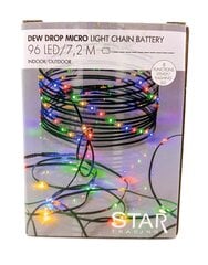 96 LED-lamppusarja värikäs 720cm 0,4W 3xAA Dew Drop Micro hinta ja tiedot | Jouluvalot | hobbyhall.fi