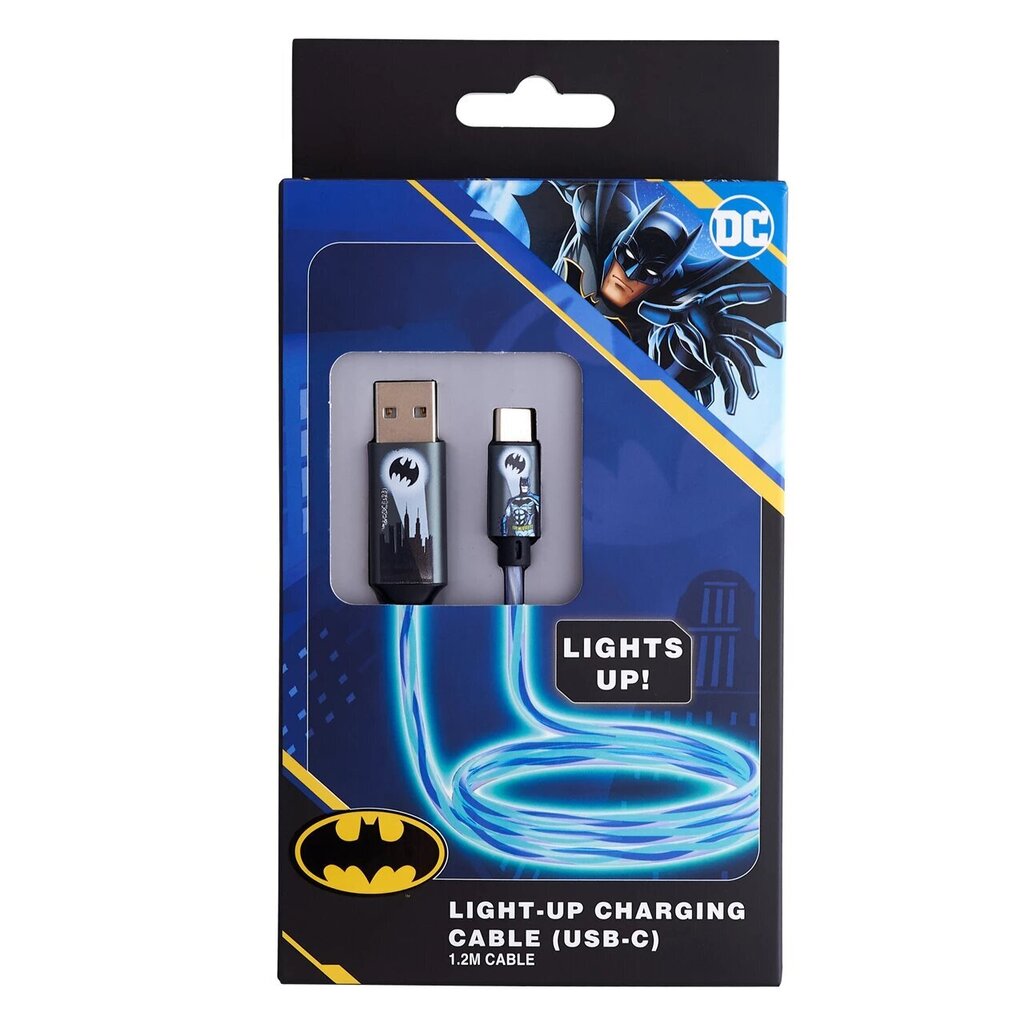 Valoisa latauskaapeli Lazerbuilt Batman liitännöillä USB A-C, 1,2 m pitkä hinta ja tiedot | Puhelinkaapelit | hobbyhall.fi