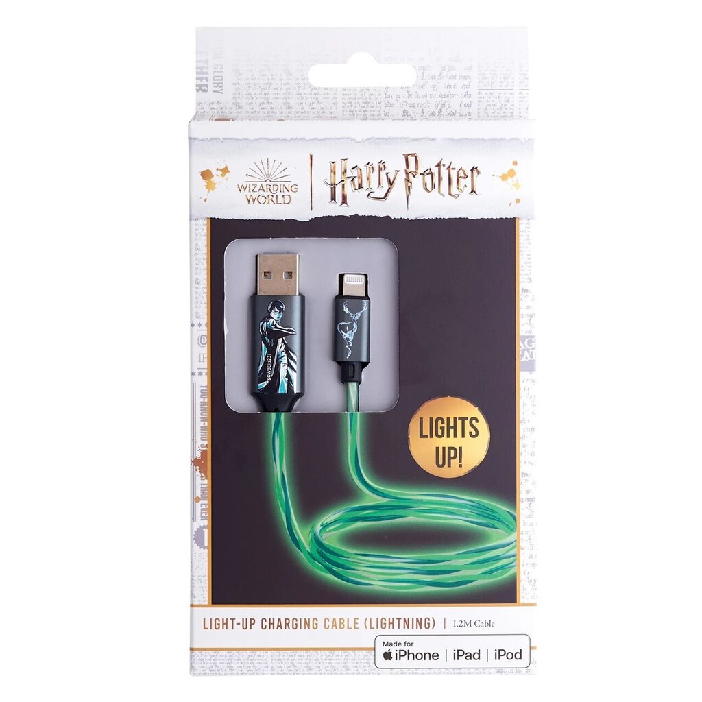 Valoisa latauskaapeli Lazerbuilt Harry Potter liittimillä USB A - MFI, 1,2 m pitkä hinta ja tiedot | Puhelinkaapelit | hobbyhall.fi