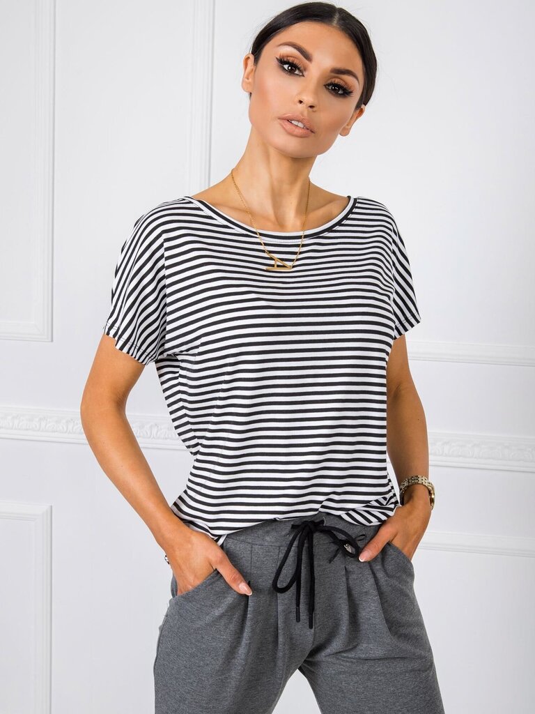 RUE PARIS Mustavalkoinen raidallinen t-paita hinta ja tiedot | Naisten paidat | hobbyhall.fi