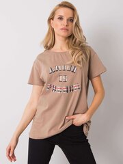 Tummanbeige naisten t-paita, jossa teksti hinta ja tiedot | Naisten paidat | hobbyhall.fi