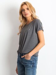 Tummanharmaa puuvillamelange-t-paita naisille hinta ja tiedot | Naisten paidat | hobbyhall.fi