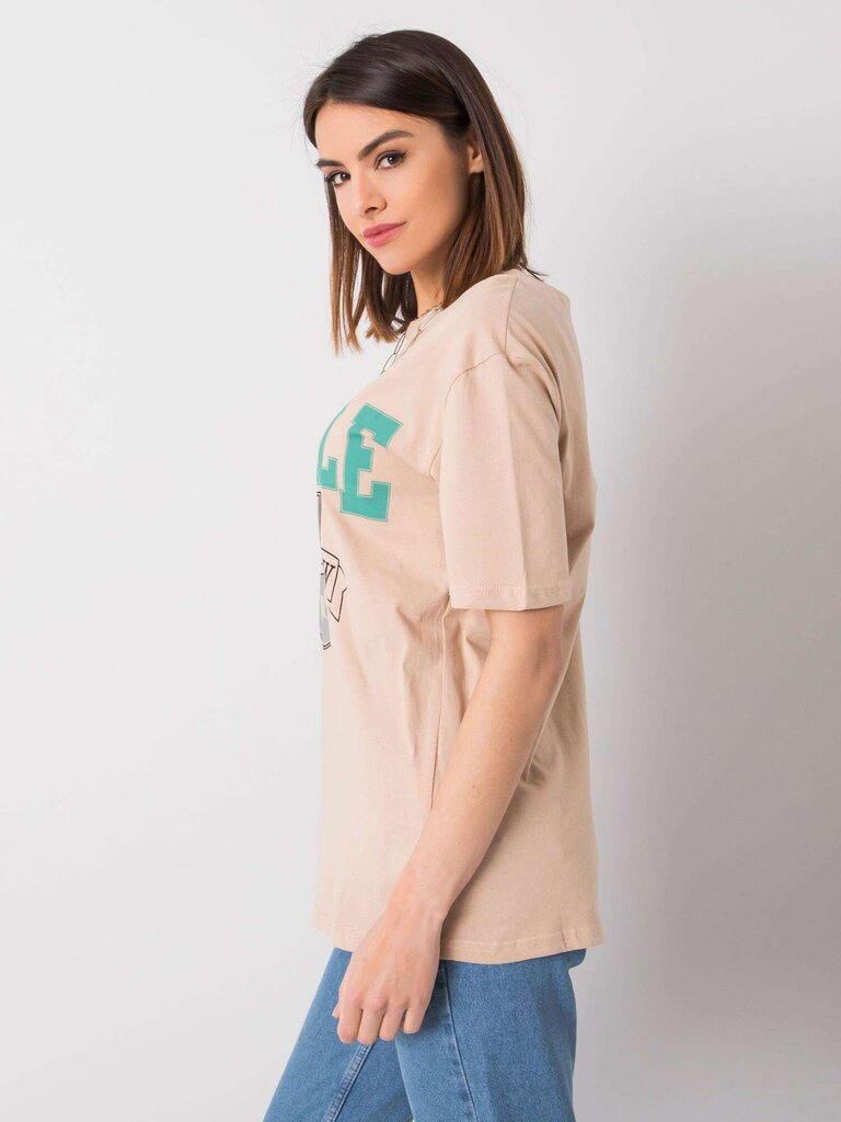 RUE PARIS Beige naisten t-paita printillä hinta ja tiedot | Naisten paidat | hobbyhall.fi