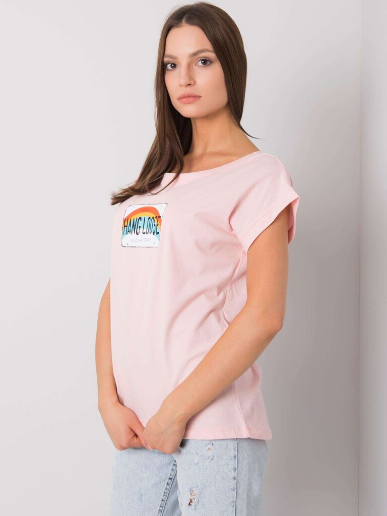Vaaleanpunainen puuvillainen naisten t-paita hinta ja tiedot | Naisten paidat | hobbyhall.fi