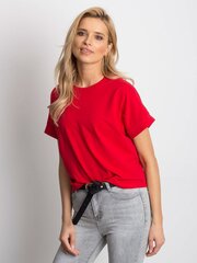 Naisten peruspunainen puuvillainen t-paita hinta ja tiedot | Naisten paidat | hobbyhall.fi