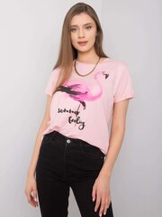 SUBLEVEL Vaaleanpunainen t-paita printillä hinta ja tiedot | Naisten paidat | hobbyhall.fi