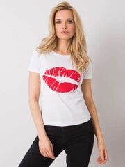 OCH BELLA Valkoinen puuvillainen t-paita printillä hinta ja tiedot | Naisten paidat | hobbyhall.fi