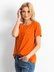 Naisten tummanoranssi puuvillainen t-paita hinta ja tiedot | Naisten paidat | hobbyhall.fi