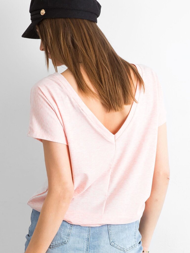 Melange-t-paita, jossa vaaleanpunainen pääntie hinta ja tiedot | Naisten paidat | hobbyhall.fi