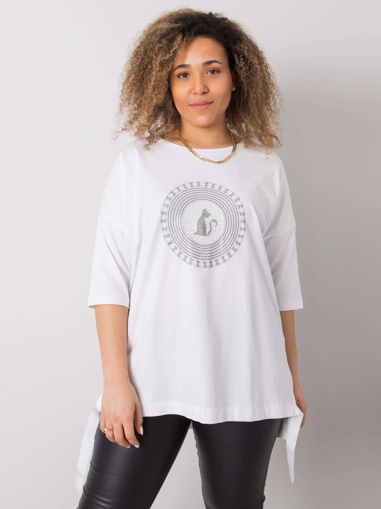 Naisten plus kokoinen valkoinen pusero, jossa applikaatio hinta ja tiedot | Naisten paidat | hobbyhall.fi