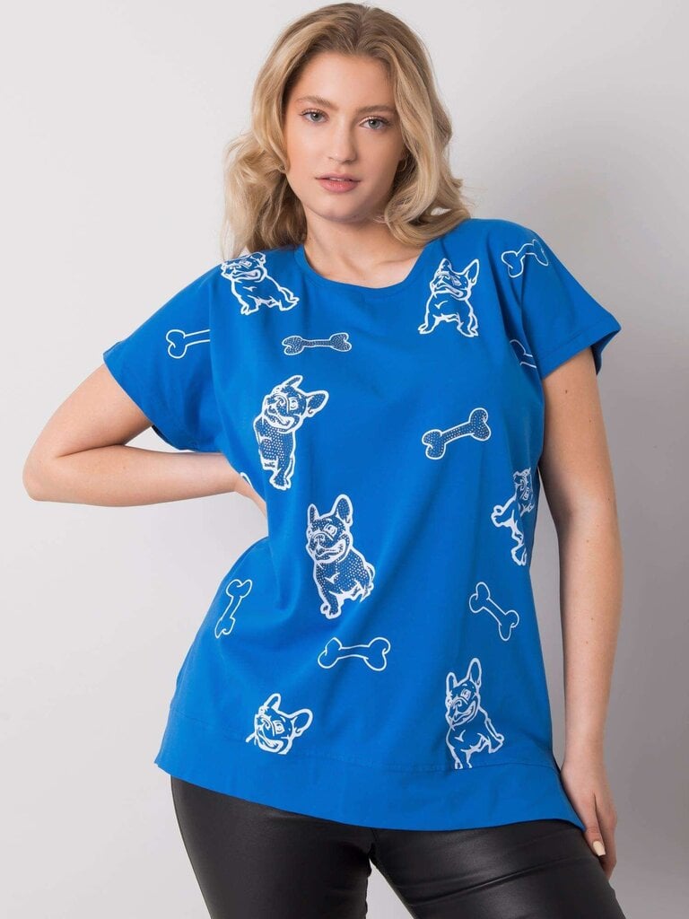 Naisten sininen pusero printillä ja applikaatiolla hinta ja tiedot | Naisten paidat | hobbyhall.fi