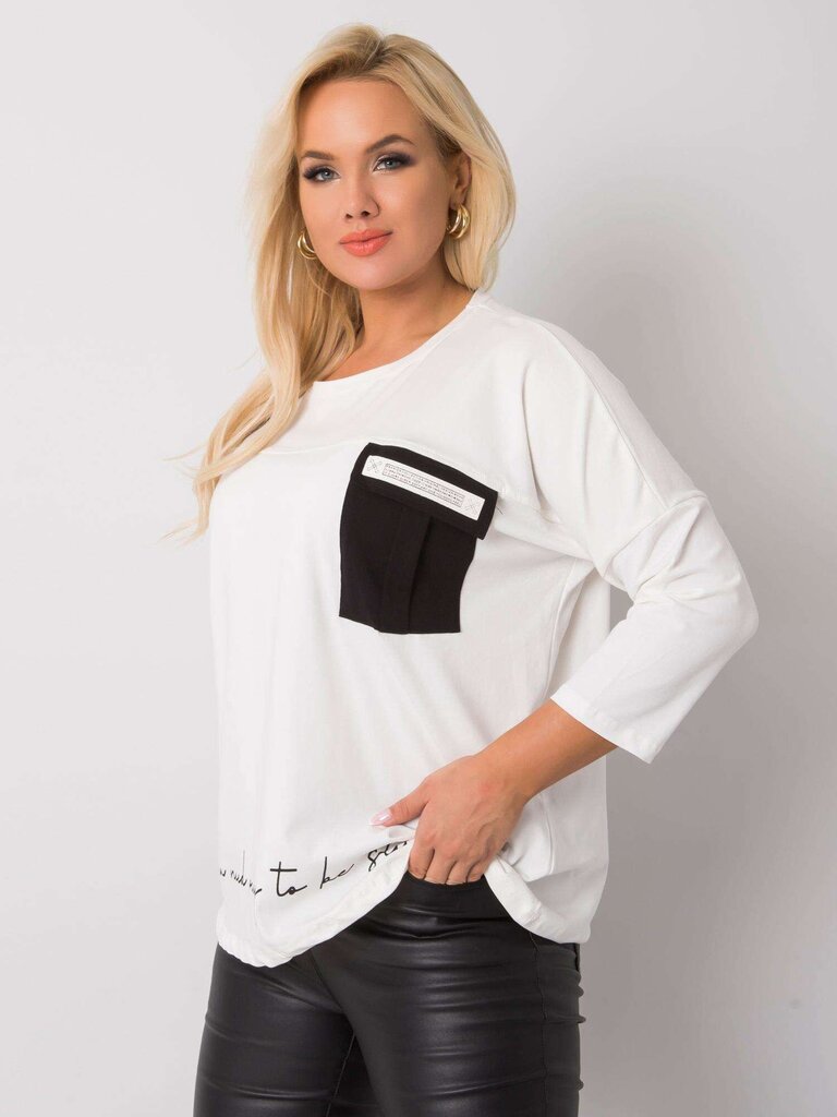 Ecru plus kokoinen pusero, jossa teksti ja tasku hinta ja tiedot | Naisten paidat | hobbyhall.fi