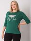Tummanvihreä puuvillainen plus-kokoinen pusero, jossa painettu kuvio hinta ja tiedot | Naisten paidat | hobbyhall.fi