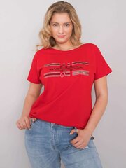 Plus-kokoinen punainen pusero koristeraidoilla hinta ja tiedot | Naisten paidat | hobbyhall.fi