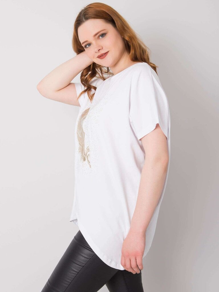 Plus-kokoinen valkoinen pusero printillä ja applikaatioilla hinta ja tiedot | Naisten paidat | hobbyhall.fi