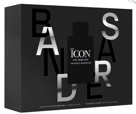 Antonio Banderas The Icon -lahjasetti miehille: Eau de Toilette 100ml + Deodorantti 150ml hinta ja tiedot | Miesten hajuvedet | hobbyhall.fi