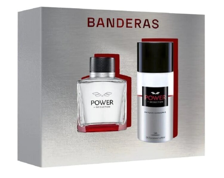 Antonio Banderas Power Of Seduction lahjasetti miehille: EDT 100 ml + deodorantti 150 ml hinta ja tiedot | Miesten hajuvedet | hobbyhall.fi
