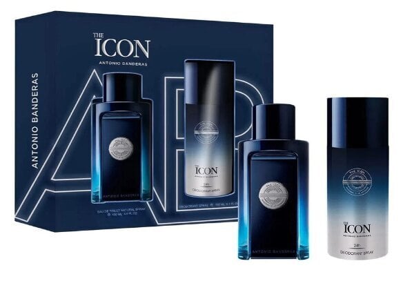 Antonio Banderas Masculino The Icon Gift Set miehille: EDT 100 ml + deodorantti, 150 ml hinta ja tiedot | Miesten hajuvedet | hobbyhall.fi