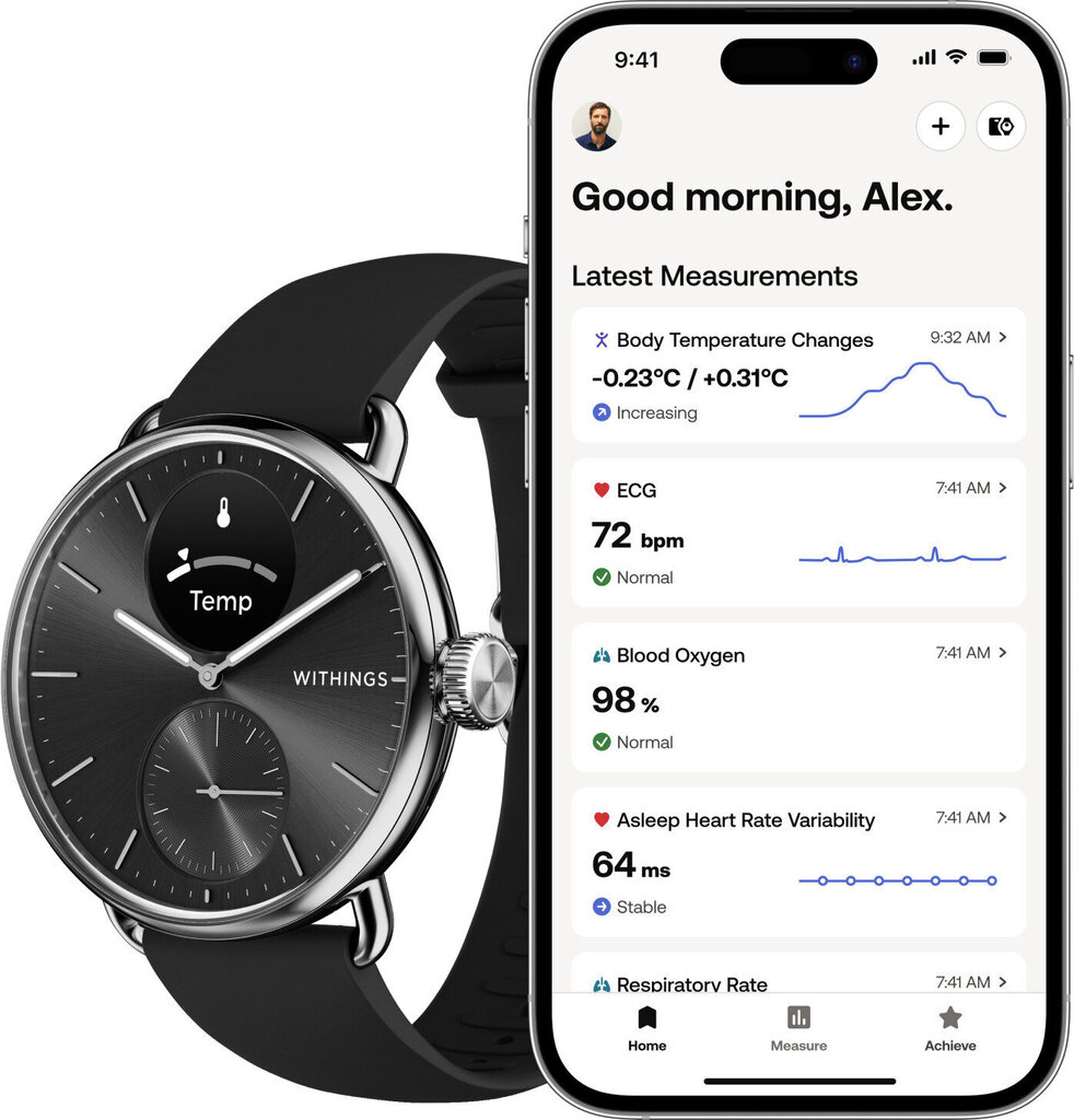 Withings Scanwatch 2, 38 mm, Black hinta ja tiedot | Älykellot | hobbyhall.fi