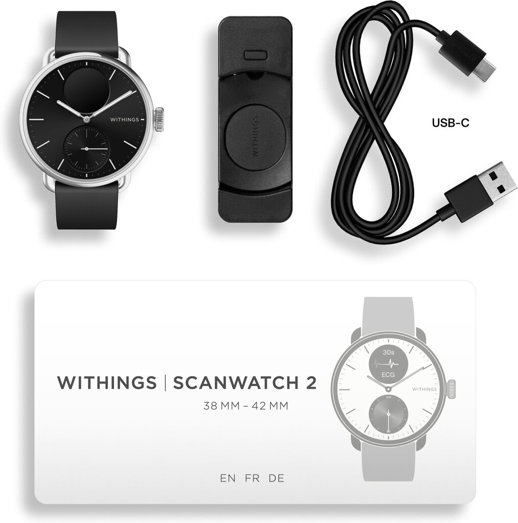 Withings Scanwatch 2, 38 mm, Black hinta ja tiedot | Älykellot | hobbyhall.fi