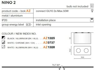 Valaisin Azzardo Nino 2 AZ1386 hinta ja tiedot | Kattovalaisimet | hobbyhall.fi