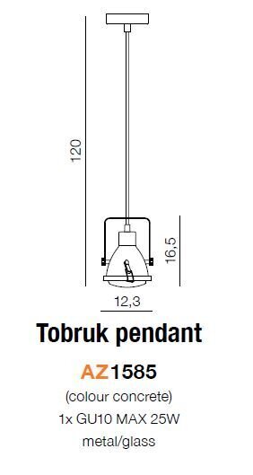 Riippuvalaisin Azzardo Tobruk Grey kaina ir informacija | Riippuvalaisimet | hobbyhall.fi