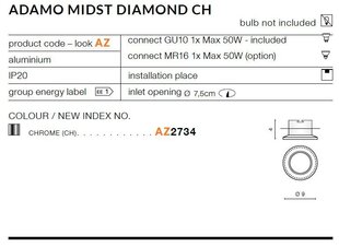 Upotettava valaisin Azzardo Adamo Diamond Chrome hinta ja tiedot | Upotettavat valaisimet ja LED-valaisimet | hobbyhall.fi