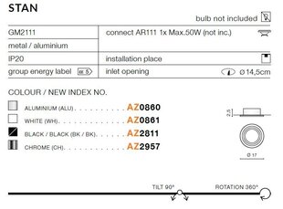 Upotettava valaisin Azzardo Stan Black hinta ja tiedot | Upotettavat valaisimet ja LED-valaisimet | hobbyhall.fi