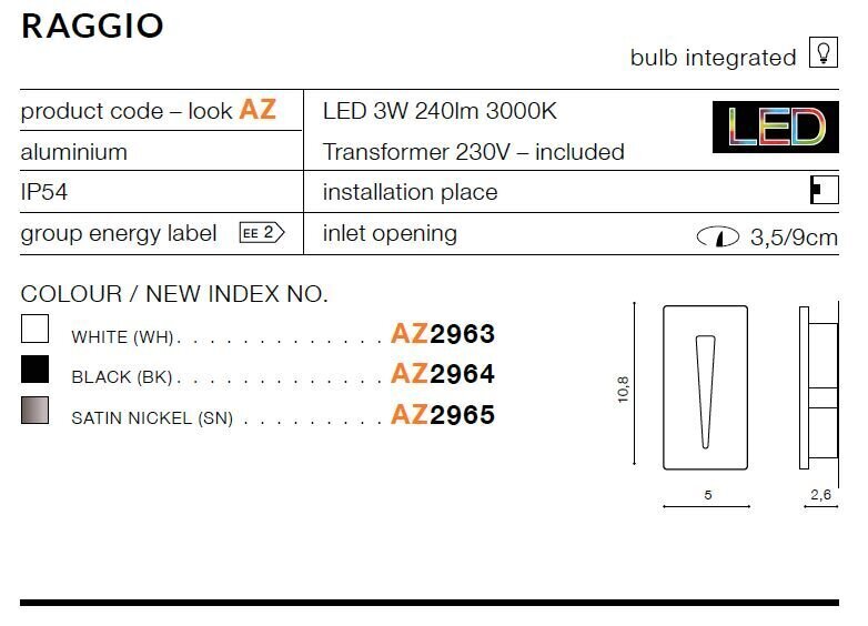 Upotettava valaisin Azzardo Raggio Satin Nickel hinta ja tiedot | Upotettavat valaisimet ja LED-valaisimet | hobbyhall.fi