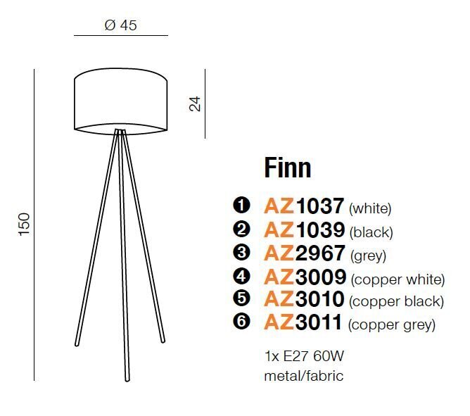 Lattiavalaisin Azzardo Finn Grey/Chrome hinta ja tiedot | Lattiavalaisimet | hobbyhall.fi